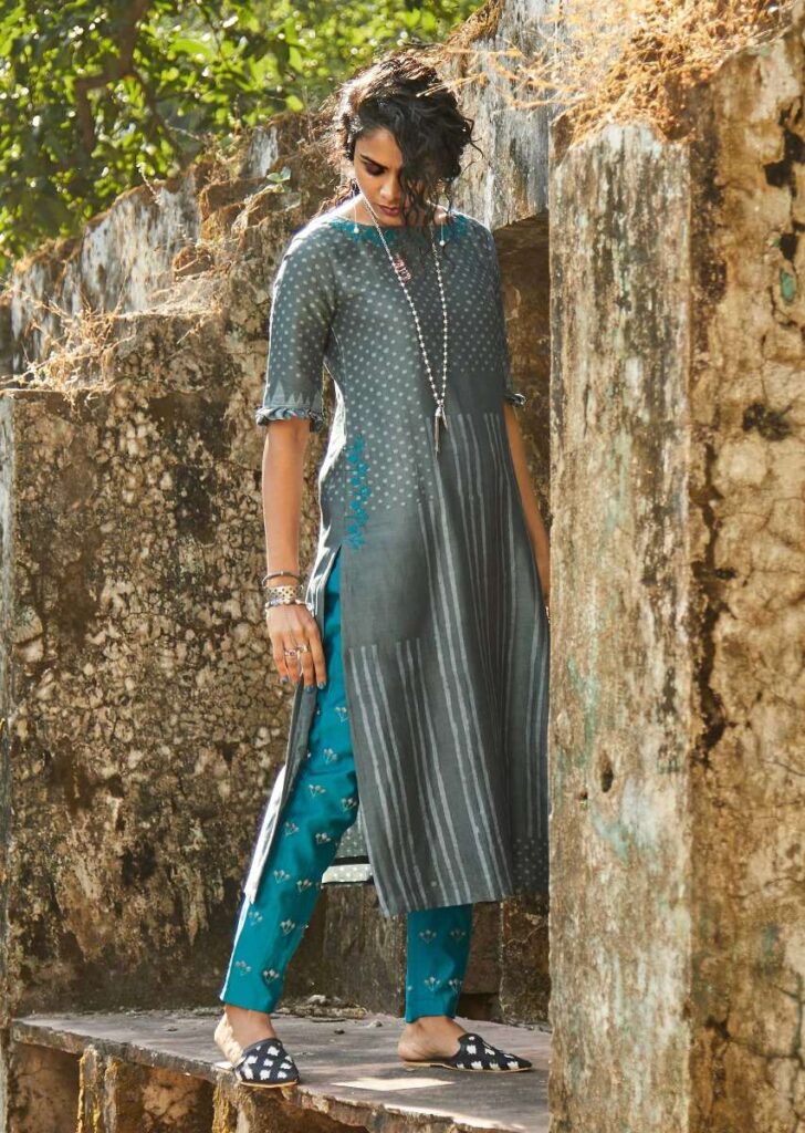 batik print blue shalwar suit
