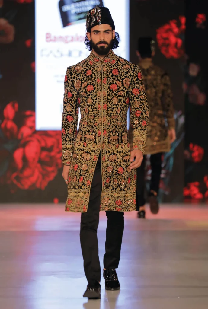 Rohit Bahal Embroidered SHERWANI WITH BLACK SILK LINING